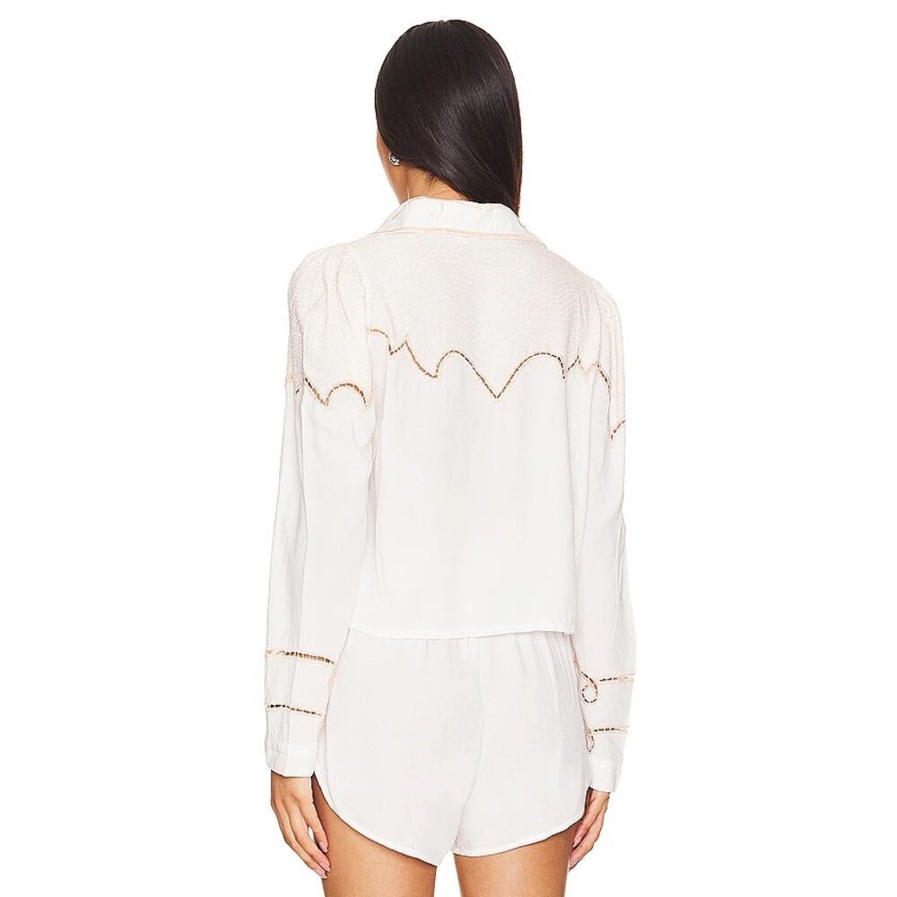 Jen's Pirate Booty Jolene Western Button Down Top Bone White Size M NWT - Picture 11 of 14